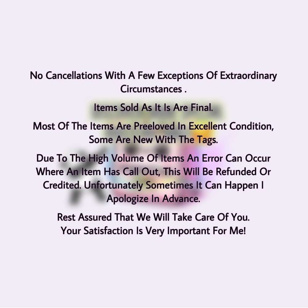 No Cancellations Policy Notice